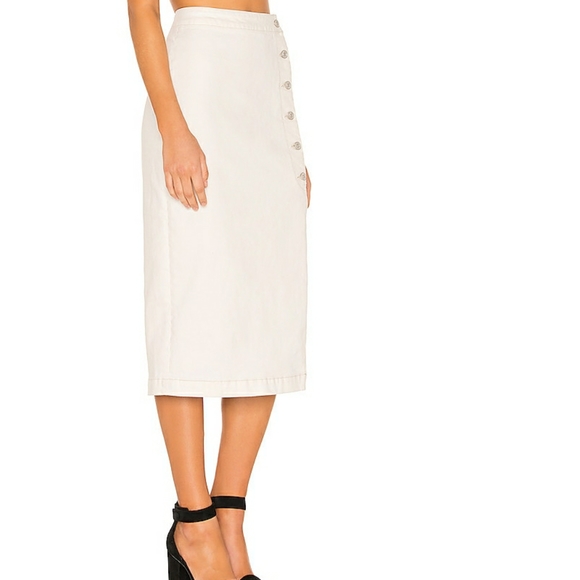 FREE PEOPLE JASMINE BUTTON FRONT PENCIL MIDI SKIRT - Picture 3 of 4